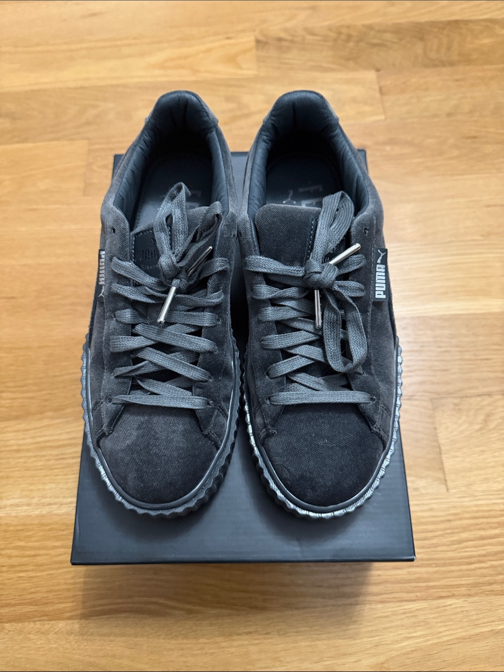 Puma/FENTY Women's Low-Top Creeper Velvet Sneakers in Glacier Grey